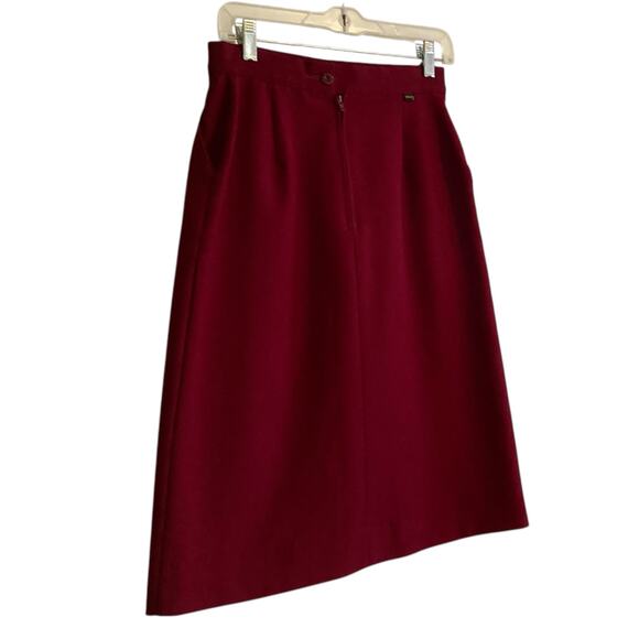 Vintage 80s Levis Maroon Red Dacron Polyester Office Straight Skirt Size XS - Picture 14 of 15